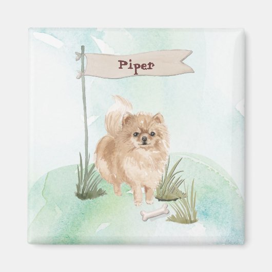 Aangepaste naam Pommeraniaanse huisdier hond Magneet (Voorkant)