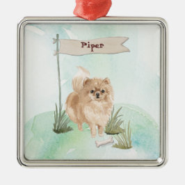 Aangepaste naam Pommeraniaanse huisdier hond Metalen Ornament