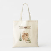 Aangepaste naam Pommeraniaanse huisdier hond Tote Bag (Achterkant)