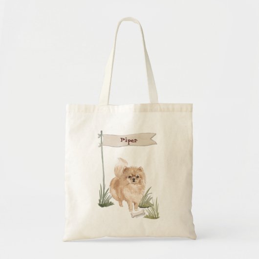 Aangepaste naam Pommeraniaanse huisdier hond Tote Bag (Voorkant)
