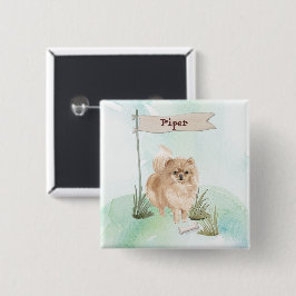 Aangepaste naam Pommeraniaanse huisdier hond Vierkante Button 5,1 Cm