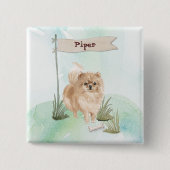Aangepaste naam Pommeraniaanse huisdier hond Vierkante Button 5,1 Cm (Voorkant)