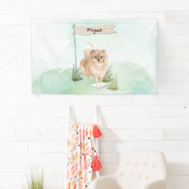 Aangepaste naam Pommeranian Pet Dog Spandoek