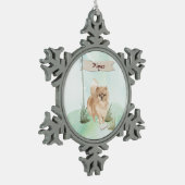 Aangepaste naam Pommeranian Pet Dog Tin Sneeuwvlok Ornament (Links)