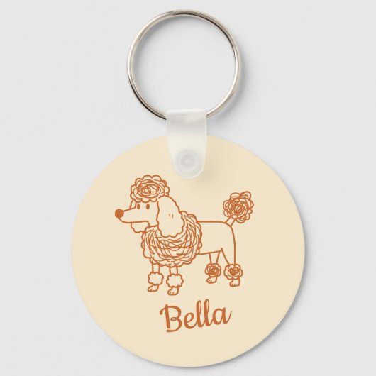 Aangepaste naam Poodle-hanger – Handgetekend hond- Sleutelhanger (Voorkant)