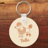 Aangepaste naam Poodle-hanger – Handgetekend hond- Sleutelhanger (Voorkant)