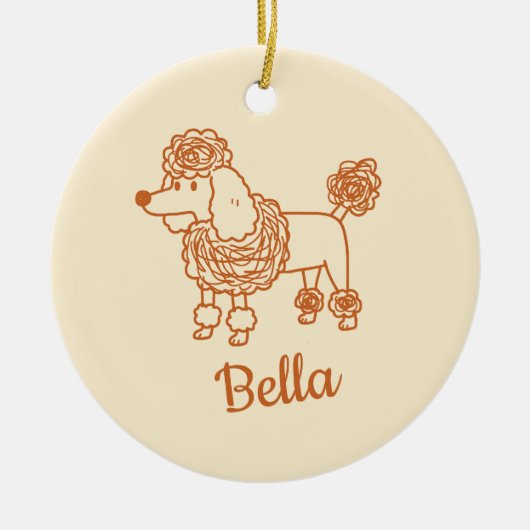 Aangepaste naam Poodle-ornament – Handgetekend hon Keramisch Ornament (Voorkant)