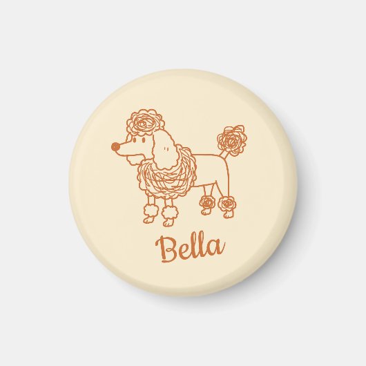 Aangepaste naam Poodle-ornament – Handgetekend hon Magneet (Voorkant)