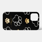 Aangepaste naam Pootafdruk Modern Zwart en Goud Case-Mate iPhone Case (Achterkant (horizontaal))