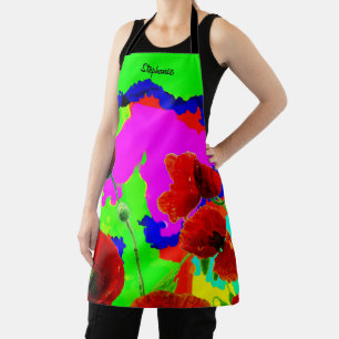 Aangepaste naam Poppy Bloemen Kleurrijke Artsy Flo Schort