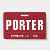 Aangepaste naam Porter Badge (Achterkant)