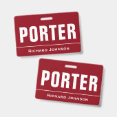 Aangepaste naam Porter Badge (Voor- en achterkant)