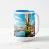 Aangepaste naam Portugal Tweekleurige Koffiemok (Voorkant rechts)