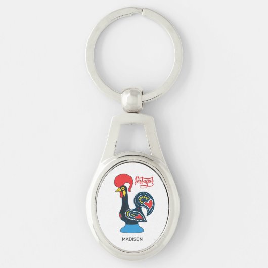 Aangepaste naam Portugese Haan Sleutelhanger (Voorkant)