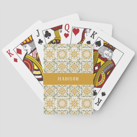 Aangepaste naam Portugese Tegels Patroon Pokerkaarten (Achterkant)