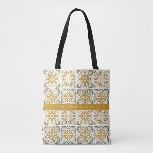 Aangepaste naam Portugese Tegels Patroon Tote Bag (Voorkant)
