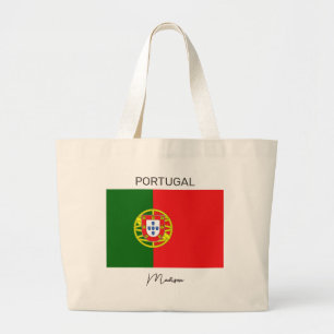 Aangepaste naam Portugese vlag Grote Tote Bag