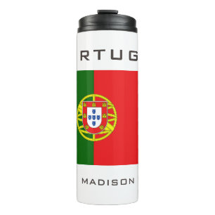 Aangepaste naam Portugese vlag Thermosbeker