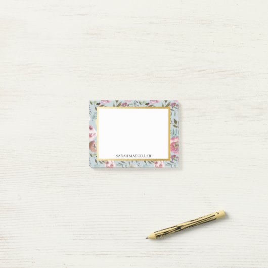 Aangepaste naam Post-it | Blauw, grijs, goudvlies Post-it® Notes (Op bureau)