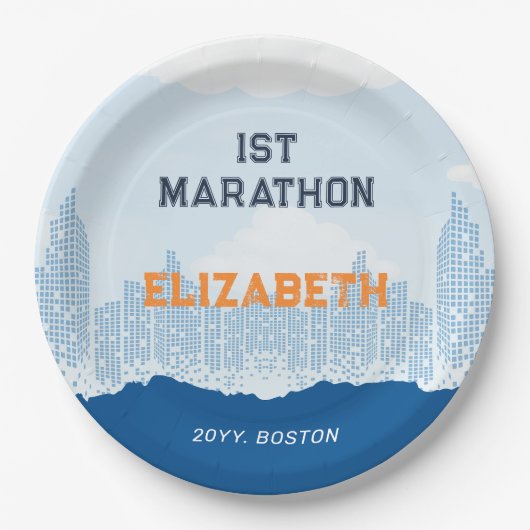Aangepaste naam Post Marathon Celebration Party Papieren Bordje (Voorkant)