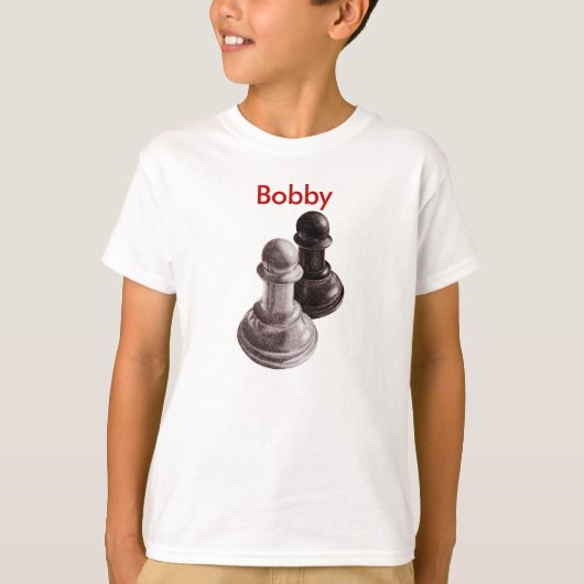 Aangepaste naam Potlood Drawn Pawns Chess Kinder T-shirt (Voorkant)