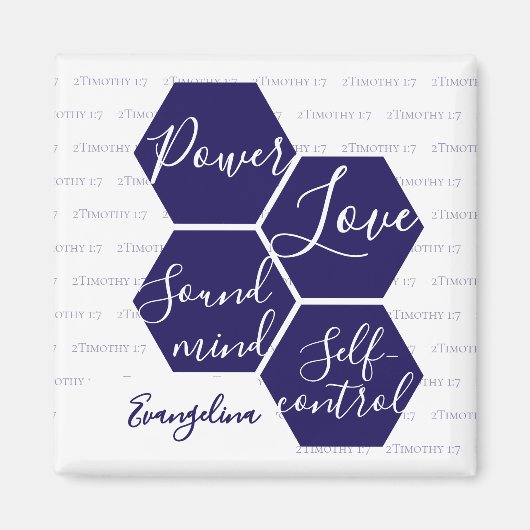 Aangepaste naam POWER LOVE SOUND MIND Christelijk Magneet (Voorkant)