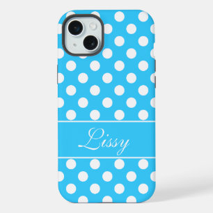 Aangepaste naam, prachtige blauwe kleur witte pool iPhone 15 plus case