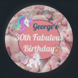 Aangepaste naam, Prank Eenhoorn Verjaardagsfeest Papieren Bordje<br><div class="desc">Bekijk de rest van het Unicorn Prank Party Collectie Pas deze sleutelhangers en uw Unicorn Birthday Party banner en uitnodiging aan,  bewerk alle tekst en gegevens.</div>