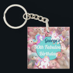 Aangepaste naam, Prank Eenhoorn Verjaardagsfeest Sleutelhanger<br><div class="desc">Bekijk de rest van het Unicorn Prank Party Collectie Pas deze sleutelhangers en uw Unicorn Birthday Party banner en uitnodiging aan,  bewerk alle tekst en gegevens.</div>