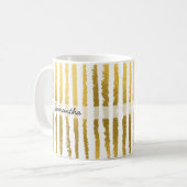 Aangepaste naam preppy goud gestreept koffiemok (Voorkant links)