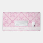 Aangepaste naam Preppy in roze mandala diamant bet Bureaumat (Keyboard & Muis)