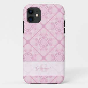 Aangepaste naam Preppy in roze mandala diamant bet Case-Mate iPhone Case