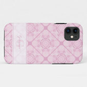 Aangepaste naam Preppy in roze mandala diamant bet Case-Mate iPhone Case (Achterkant (horizontaal))