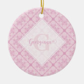 Aangepaste naam Preppy in roze mandala diamant bet Keramisch Ornament (Voorkant)