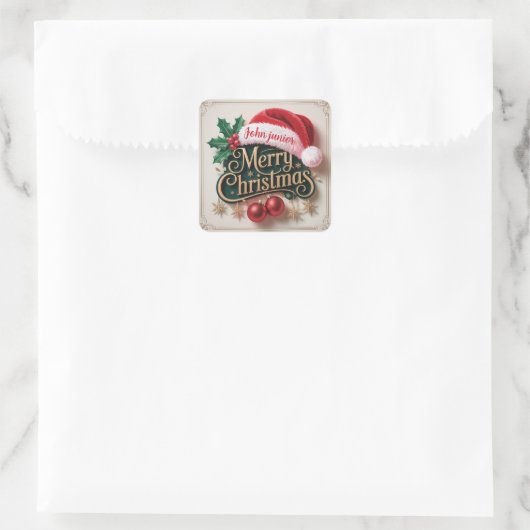 Aangepaste Naam Prettig Kerst Sticker (Tas)