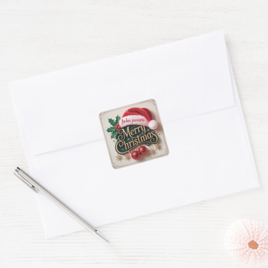 Aangepaste Naam Prettig Kerst Sticker (Envelop)