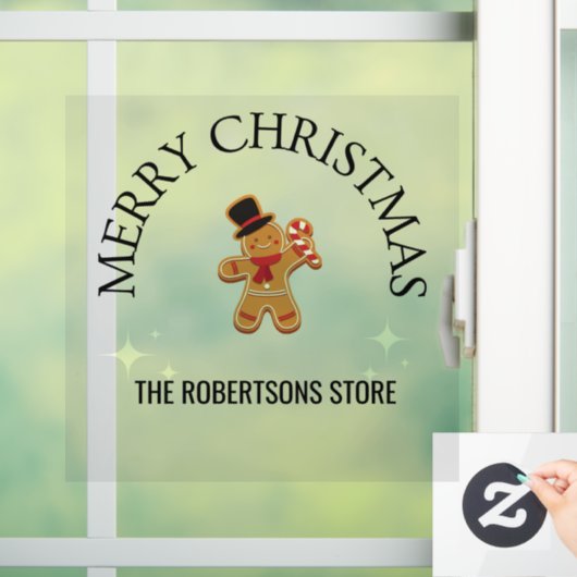 Aangepaste naam Prettig kerstfeest peperkoek man g Raamsticker (Huis)