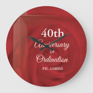 Aangepaste naam Priest Jubileum Ordination Red Ros Grote Klok