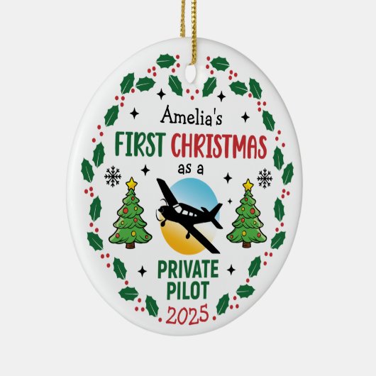 Aangepaste Naam Private Pilot Gepersonaliseerde Ke Keramisch Ornament (Rechts)