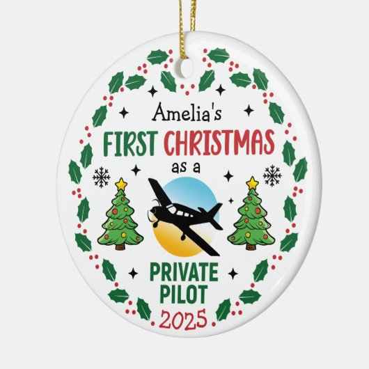 Aangepaste Naam Private Pilot Gepersonaliseerde Ke Keramisch Ornament (Links)