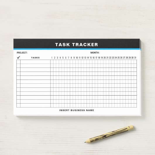 Aangepaste naam projecttaak tracker Post-It-notiti Post-it® Notes (Op bureau)