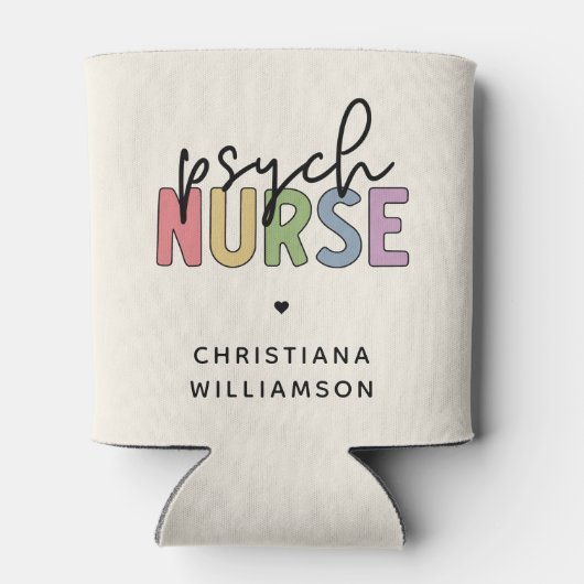 Aangepaste naam Psych Nurse | Psychiatrische verpl Blikjeskoeler (Achterkant)