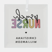 Aangepaste naam Psych Nurse | Psychiatrische verpl Glas Ornament (Achterkant)