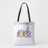 Aangepaste naam psych verpleegkundige | Psychiatri Tote Bag (Voorkant)