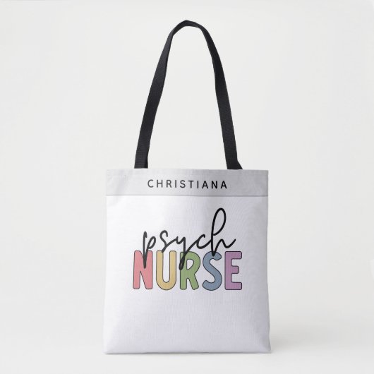 Aangepaste naam psych verpleegkundige | Psychiatri Tote Bag (Voorkant)