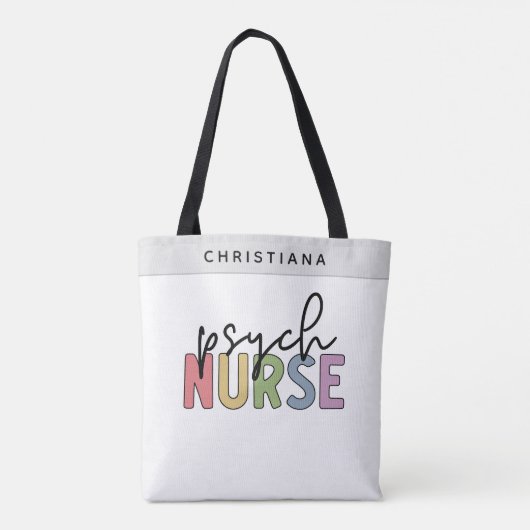 Aangepaste naam psych verpleegkundige | Psychiatri Tote Bag (Achterkant)