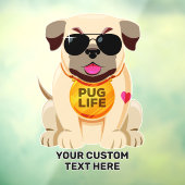Aangepaste naam pug Life Raamsticker (Vel 3)