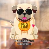 Aangepaste naam pug Life Raamsticker (Vel 2)