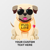 Aangepaste naam pug Life Raamsticker (Vel)
