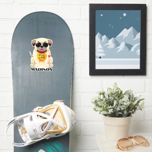 Aangepaste naam pug Life Sticker (Snowboard)